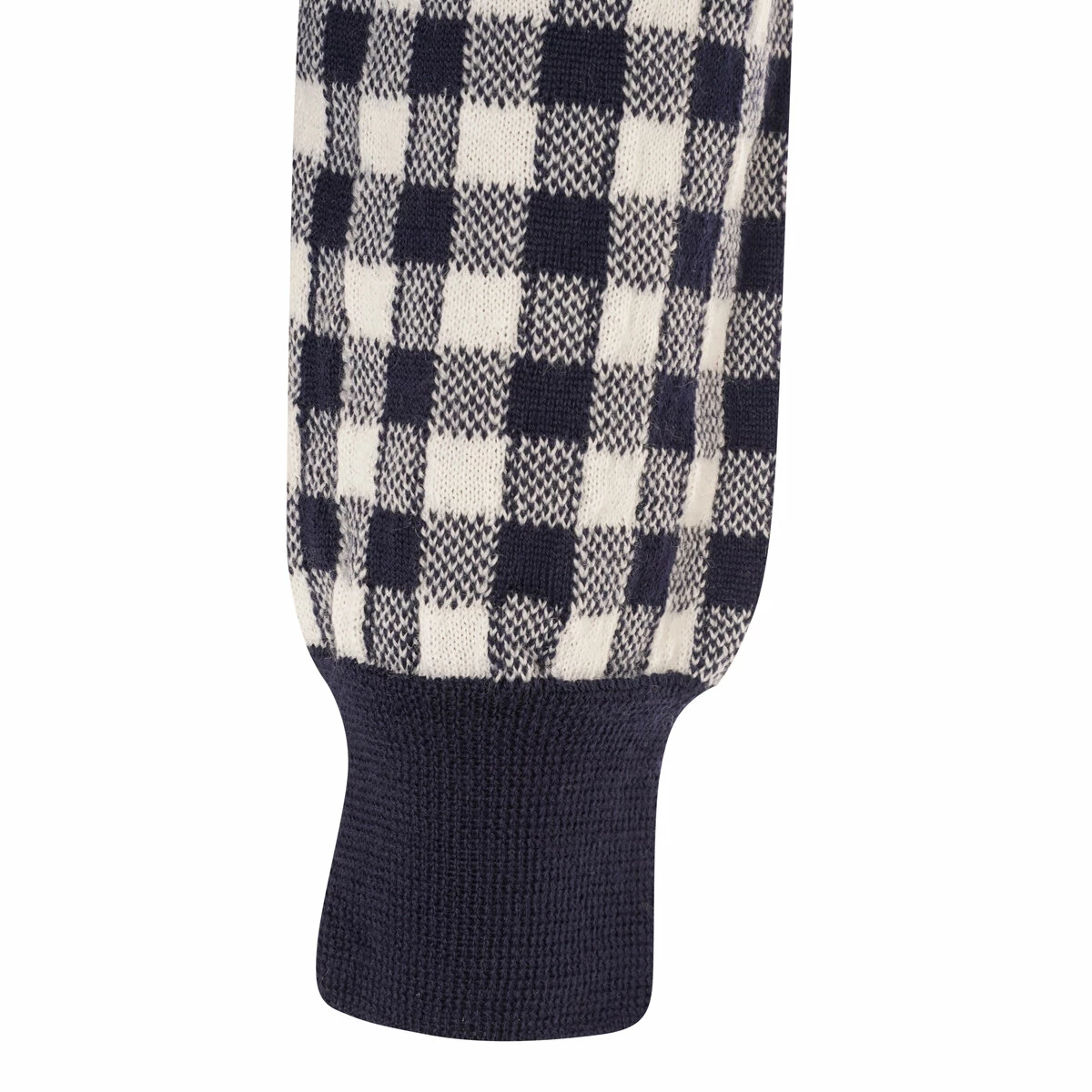 Comme Des Garçons Girl Gingham Check-Pattern Wool Knit Cardigan In Navy 3 Comme Des Garçons Girl Gingham Check-Pattern Wool Knit Cardigan In Navy - Image 3