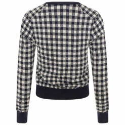 Comme Des Garçons Girl Gingham Check-Pattern Wool Knit Cardigan In Navy