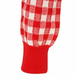Comme Des Garçons Girl Gingham Check-Pattern Wool Knit Cardigan In Red -Hervia Shop hervia.com nk n009 s23 ladies sweater col. 2 1684944193DSC01841