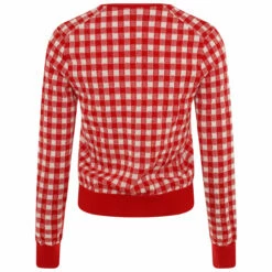 Comme Des Garçons Girl Gingham Check-Pattern Wool Knit Cardigan In Red