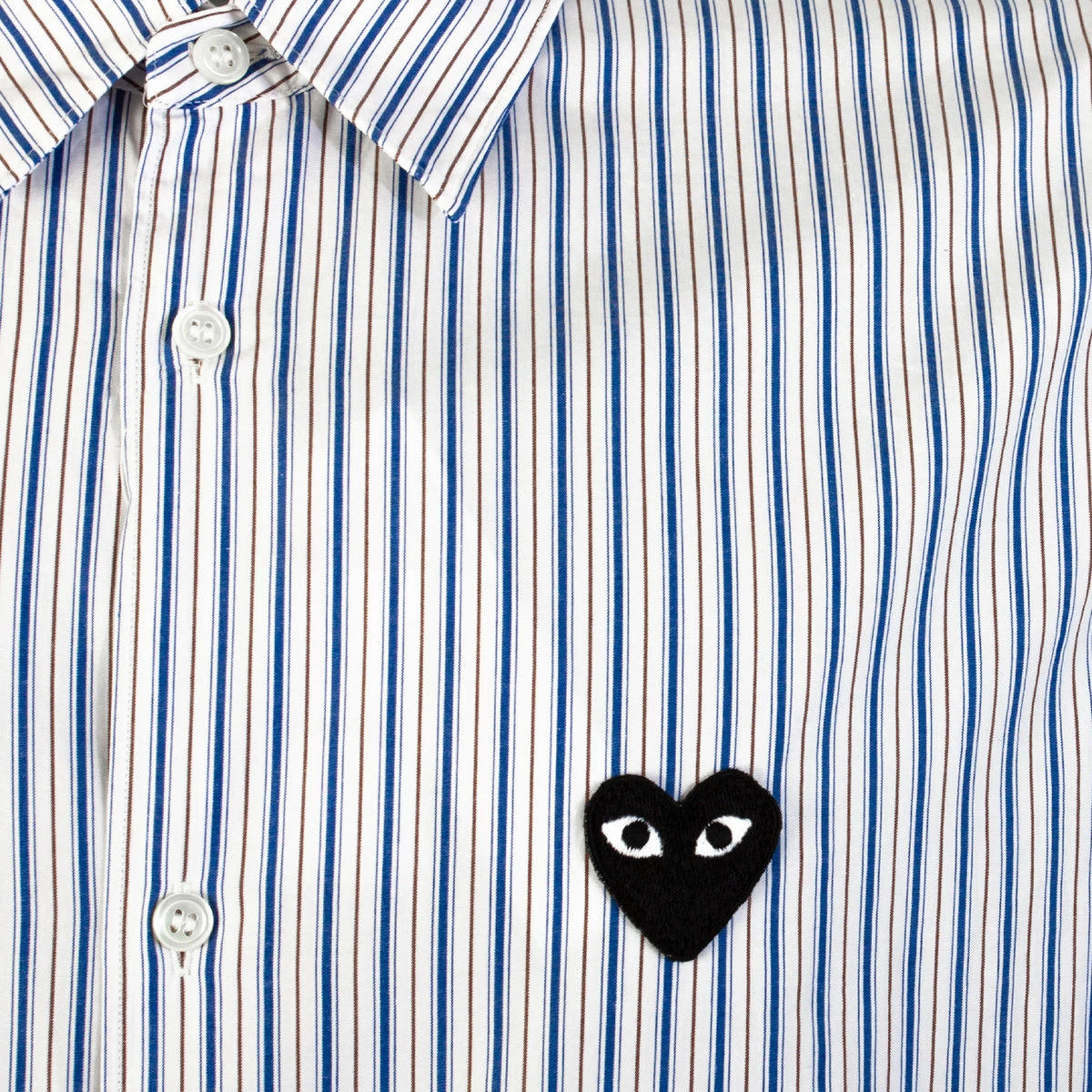 Comme Des Garçons PLAY B006 Black Heart Striped Shirt 2 Comme Des Garçons PLAY B006 Black Heart Striped Shirt - Image 2