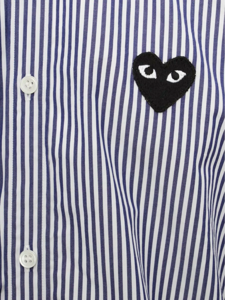 Comme Des Garçons PLAY B008 Black Heart Striped Shirt 2 Comme Des Garçons PLAY B008 Black Heart Striped Shirt - Image 2