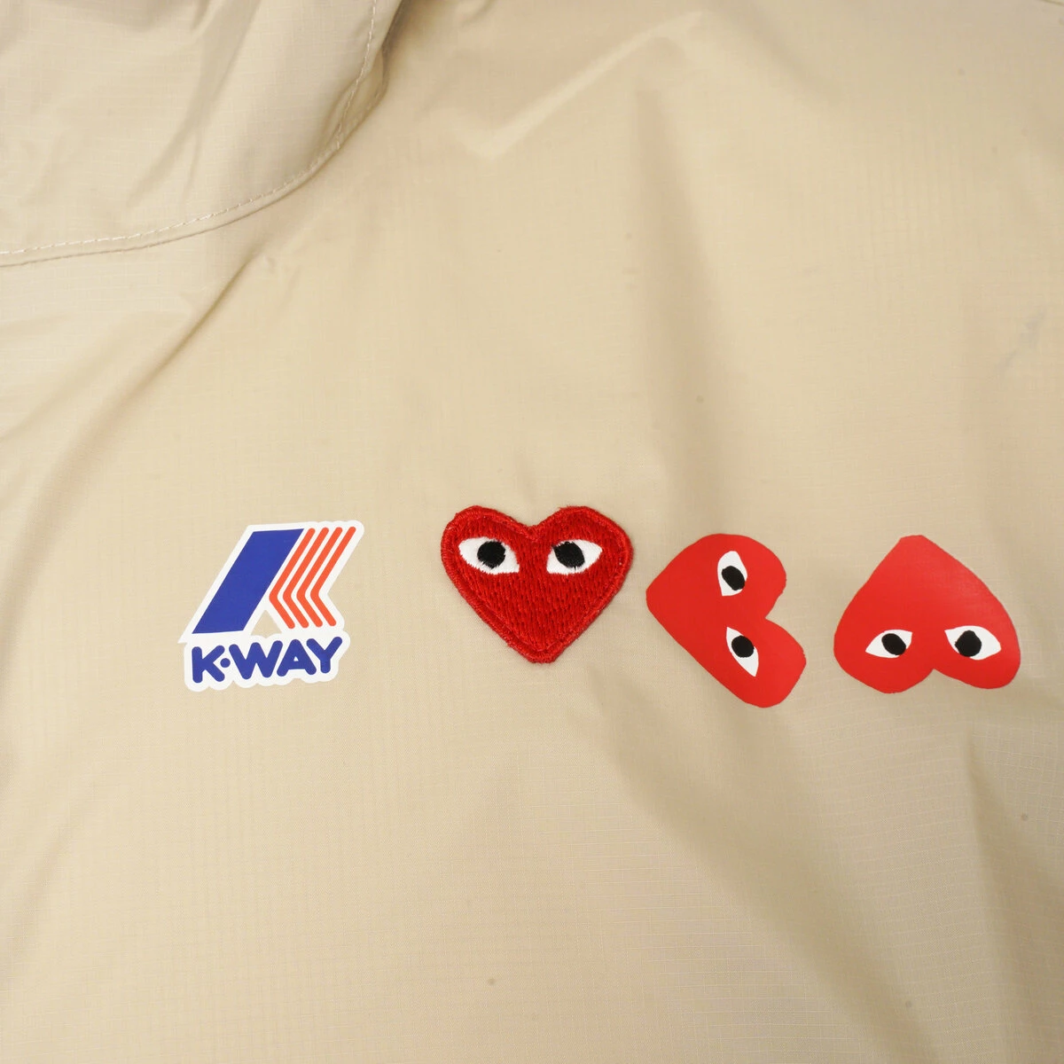 Comme Des Garçons PLAY P1J506 Half Zip Jacket In Beige 2 Comme Des Garçons PLAY P1J506 Half Zip Jacket In Beige - Image 2