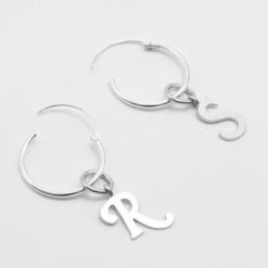 Raf Simons RS Logo Hoop Earrings In Silver