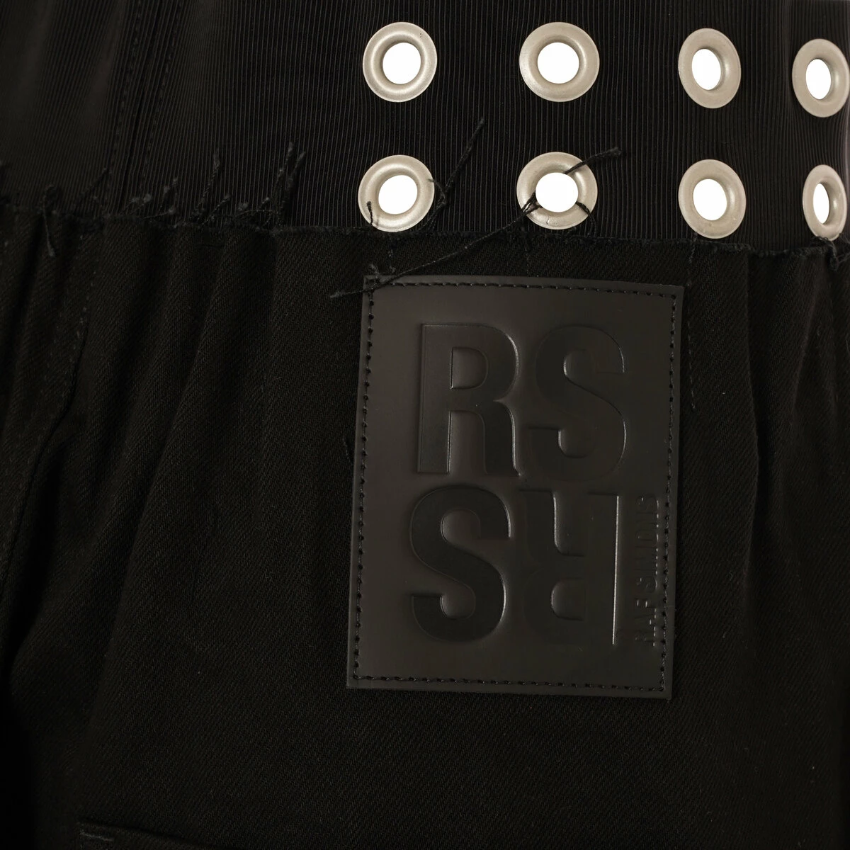 Raf Simons Wide Denim Eyelet Shorts With Studs In Black 3 Raf Simons Wide Denim Eyelet Shorts With Studs In Black - Image 3