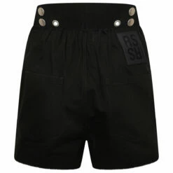 Raf Simons Wide Denim Eyelet Shorts With Studs In Black