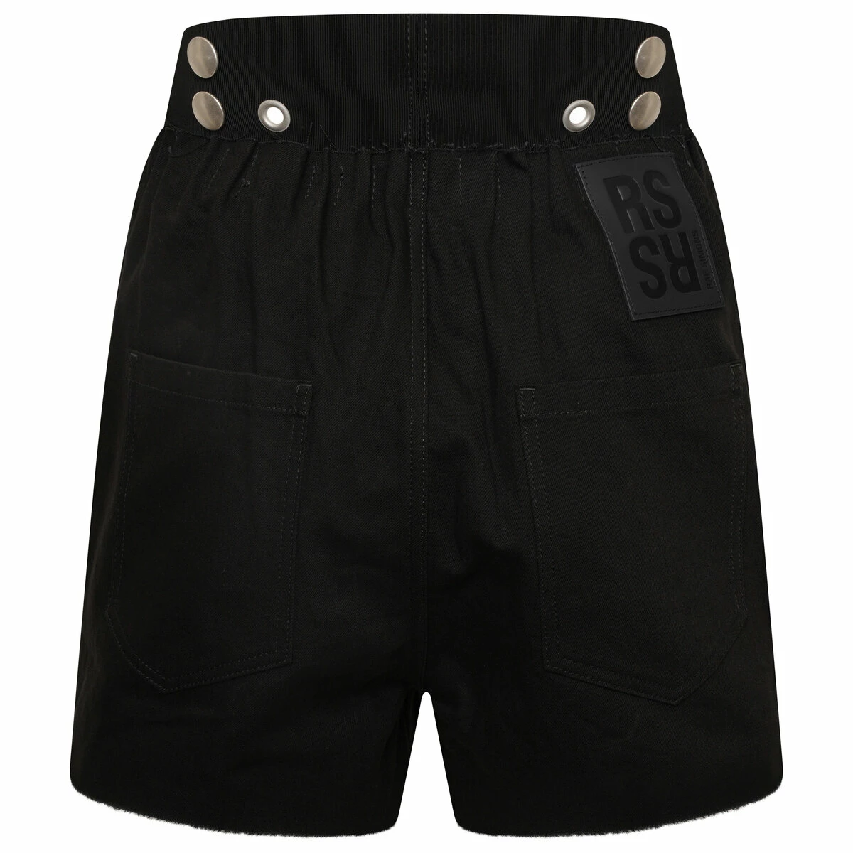 Raf Simons Wide Denim Eyelet Shorts With Studs In Black 1 Raf Simons Wide Denim Eyelet Shorts With Studs In Black