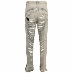 Rick Owens DRKSHDW Distressed Shredded Denim Trousers In Mineral Pearl