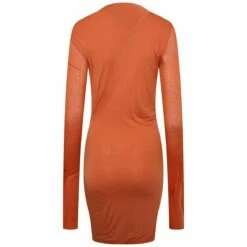 Rick Owens Lilies Long Sleeved Twist-Detail Jade Dress In Tangerine