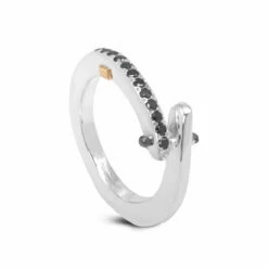 Rosa Maria Sayuri Silver Spiral Black Diamond Ring In Silver -Hervia Shop hervia.com rosa maria sayuri 3 s st dia blk 1c sayuri silver spiral black diamond ring 160701311422345.2
