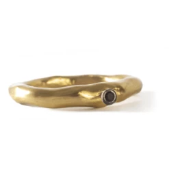 Rosa Maria Seiko Ring With Small Black Diamond In Gold