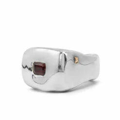 Rosa Maria Solid Garnet Stone Ring In Silver