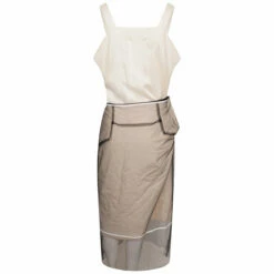 Maison Margiela Asymmetric Tulle Dress In Ecru