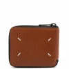 Maison Margiela Zip Around Leather Wallet Tan In Tan