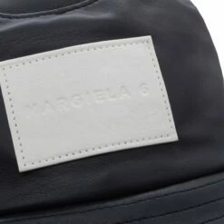 MM6 Maison Margiela Faux Leather Bucket Hat In Black