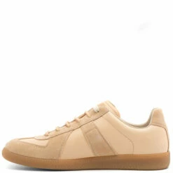 Maison Margiela Replica Leather Sneakers Beige In Beige