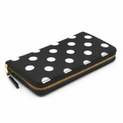 Comme Des Garçons Wallet SA0111PD Polka Dots Printed Zip Wallet Black In Black