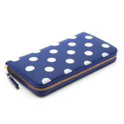 Comme Des Garçons Wallet SA0111PD Polka Dots Printed Zip Wallet Navy In Dark Blue