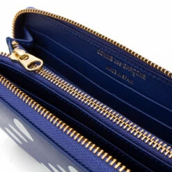 Comme Des Garçons Wallet SA0111PD Polka Dots Printed Zip Wallet Navy In Dark Blue -Hervia Shop hervia.com sa0111pd wallet polka dot printed navy 162489057024550 0002 Layer 225
