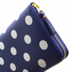 Comme Des Garçons Wallet SA0111PD Polka Dots Printed Zip Wallet Navy In Dark Blue -Hervia Shop hervia.com sa0111pd wallet polka dot printed navy 162489057224550 0001 Layer 226
