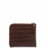 Comme Des Garçons Wallet SA3100ES Embossed Stitch Leather Coin Purse Brown In Brown