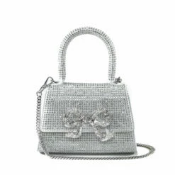 Self Portrait Diamanté Capri Micro Bag In Silver