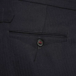 Maison Margiela Herringbone Wool Pleated Trousers In Navy -Hervia Shop hervia.com si0ka0005 s60307 524 pants 1681225722 2AJ6085