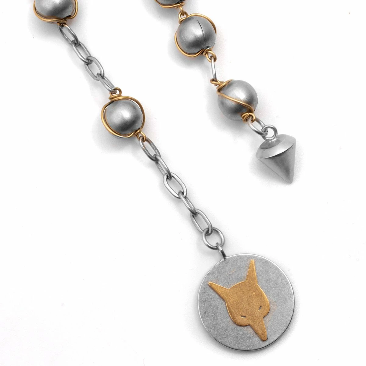 Maison Margiela Ball Chain Coin Pendant Necklace In Silver 2 Maison Margiela Ball Chain Coin Pendant Necklace In Silver - Image 2