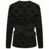COMME DES GARÇONS TAO Dotted Long Sleeved T-shirt With A Ruffle In Black