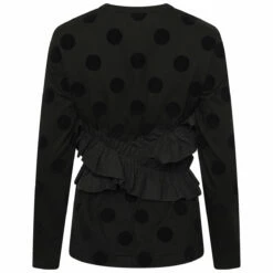 COMME DES GARÇONS TAO Dotted Long Sleeved T-shirt With A Ruffle In Black