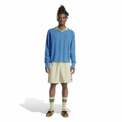 Adidas X Wales Bonner Knit Long-Sleeve Football Top In Blue -Hervia Shop hervia.com wb knit ftbl ls col. lucblu 1699283211IN5954 7 APPAREL On Model Standard Outfit View white