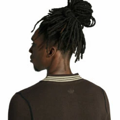 Adidas X Wales Bonner Knitted Track Top In Brown -Hervia Shop hervia.com wb knit top col. dbrown 1699283119IN5953 8 APPAREL On Model Detail View 1 white