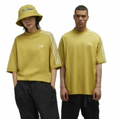 Y-3 3-Stripes T-Shirt In Yellow -Hervia Shop hervia.com y 3 3 stripes t shirt 1696250676IQ1785 12 APPAREL On Model Standard Unisex Pair Shot white