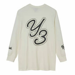 Y-3 Graphic Long Sleeve Tee In Off White