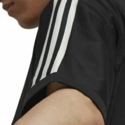 Y-3 3-Stripes Short Sleeved T-Shirt In Black -Hervia Shop hervia.com y 3 h63065 3s ss tee col. black owhite 3 stripes short sleeved t shirt 1691584298H63065 9 APPAREL On Model Detail View 3 white