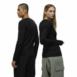 Y-3 Graphic Long Sleeve T-Shirt In Black -Hervia Shop hervia.com y 3 ij9783 knit top col. black 1691580002IJ9783 8 APPAREL On Model Standard Unisex Back View white