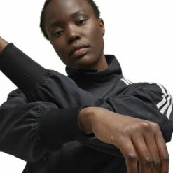 Y-3 Crinkle-Nylon Long Track-Top Dress In Black -Hervia Shop hervia.com y 3 il2066 cr nyl dress tt col. black crinkle nylon long track top dress 1691164305IL2066 10 APPAREL On Model Detail View 3 white