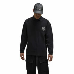 Y-3 Long Sleeve Rugby Shirt In Black/black