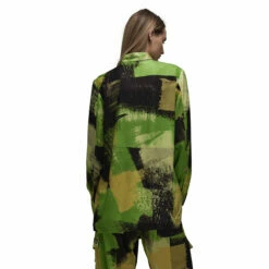 Y-3 Tech Silk Shirt In Green/black -Hervia Shop hervia.com y 3 in2296 tech silk shirt col. black tmrvgr 1691065799IN2296 5 APPAREL On Model Back View white