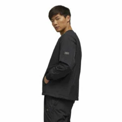 Y-3 Padded Crew Sweatshirt In Black -Hervia Shop hervia.com y 3 ip5588 padded crew col. black 1692901014IP5588 6 APPAREL On Model Side View white