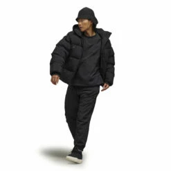 Y-3 Padded Crew Sweatshirt In Black -Hervia Shop hervia.com y 3 ip5588 padded crew col. black 1692901017IP5588 7 APPAREL On Model Walking View white