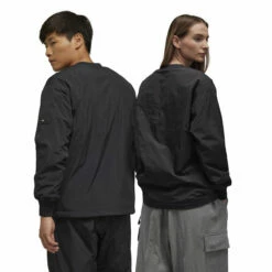 Y-3 Padded Crew Sweatshirt In Black -Hervia Shop hervia.com y 3 ip5588 padded crew col. black 1692901030IP5588 11 APPAREL On Model Standard Unisex Back View white