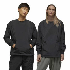 Y-3 Padded Crew Sweatshirt In Black -Hervia Shop hervia.com y 3 ip5588 padded crew col. black 1692901033IP5588 12 APPAREL On Model Standard Unisex Pair Shot white