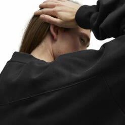 Y-3 Graphic Logo French Terry Crew Sweater In Black -Hervia Shop hervia.com y 3 iq2130 gfx ft crew col. black blayel graphic logo french terry crew sweater 1691574524IQ2130 8 APPAREL On Model Detail View 1 white