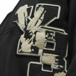 Y-3 Graphic Logo French Terry Crew Sweater In Black -Hervia Shop hervia.com y 3 iq2130 gfx ft crew col. black blayel graphic logo french terry crew sweater 1691574527IQ2130 9 APPAREL On Model Detail View 2 white