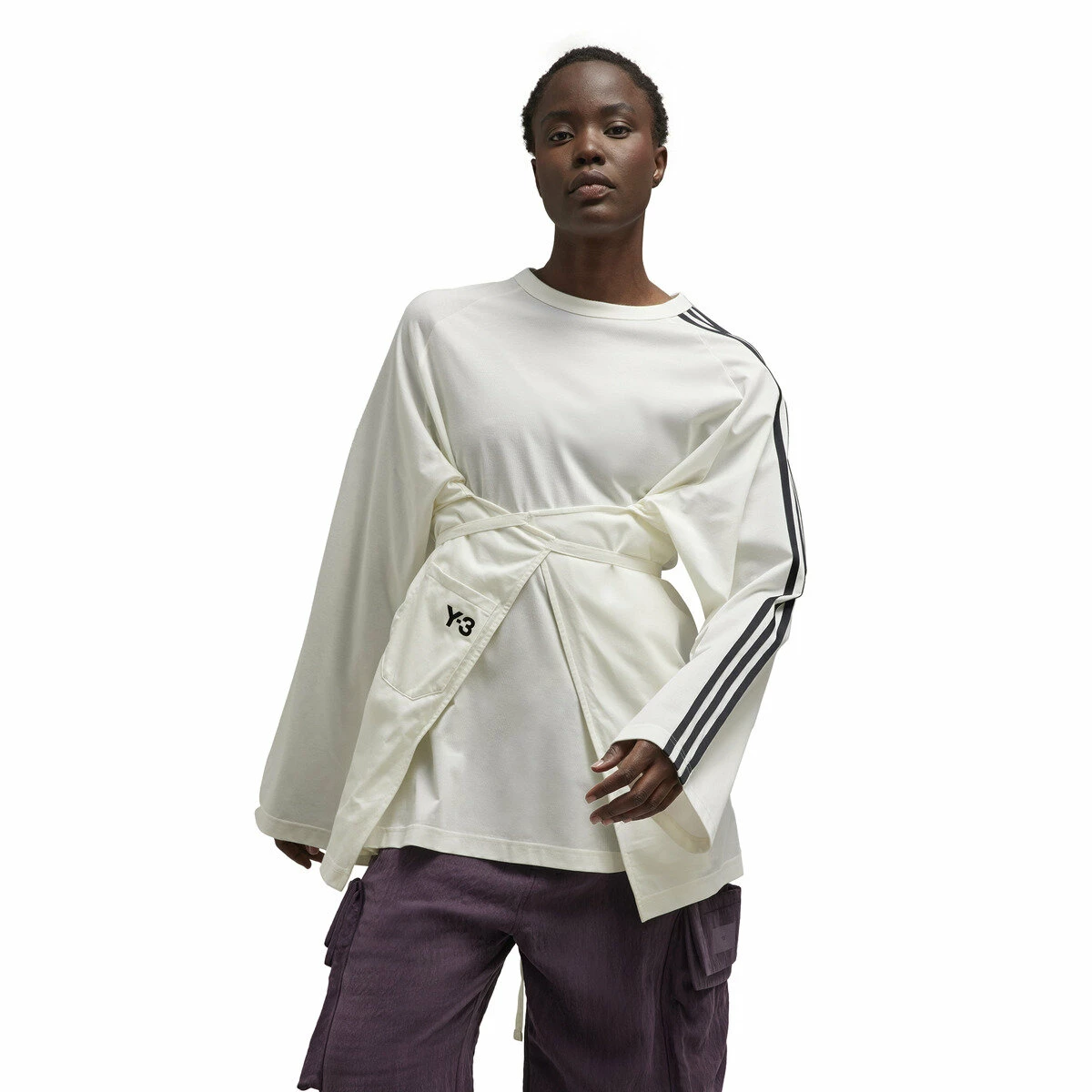 Y-3 Sail Closure T-Shirt In Off White 1 Y-3 Sail Closure T-Shirt In Off White