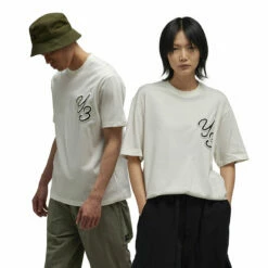 Y-3 Graphic Short Sleeve Tee In Off White -Hervia Shop hervia.com y 3 it7522 gfx ss tee col. owhite graphic short sleeve tee 1695992272IT7522 12 APPAREL On Model Standard Unisex Pair Shot white