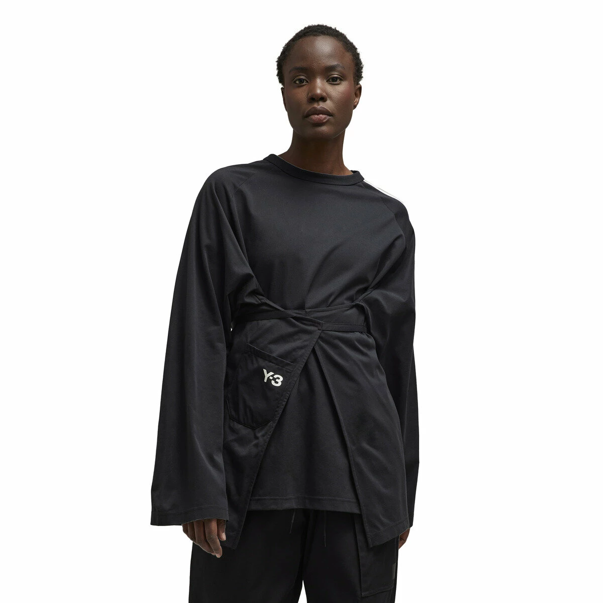 Y-3 Sail Closure Long Sleeve Tee In Black 2 Y-3 Sail Closure Long Sleeve Tee In Black - Image 2