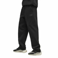 Y-3 Straight Leg Organic Cotton Trousers In Black -Hervia Shop hervia.com y 3 straight leg organic cotton trousers 1695910940H44782 5 APPAREL On Model Side View white