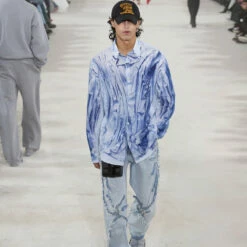 Y/Project Trompe L'oeil Print Cotton Shirt In Light Blue